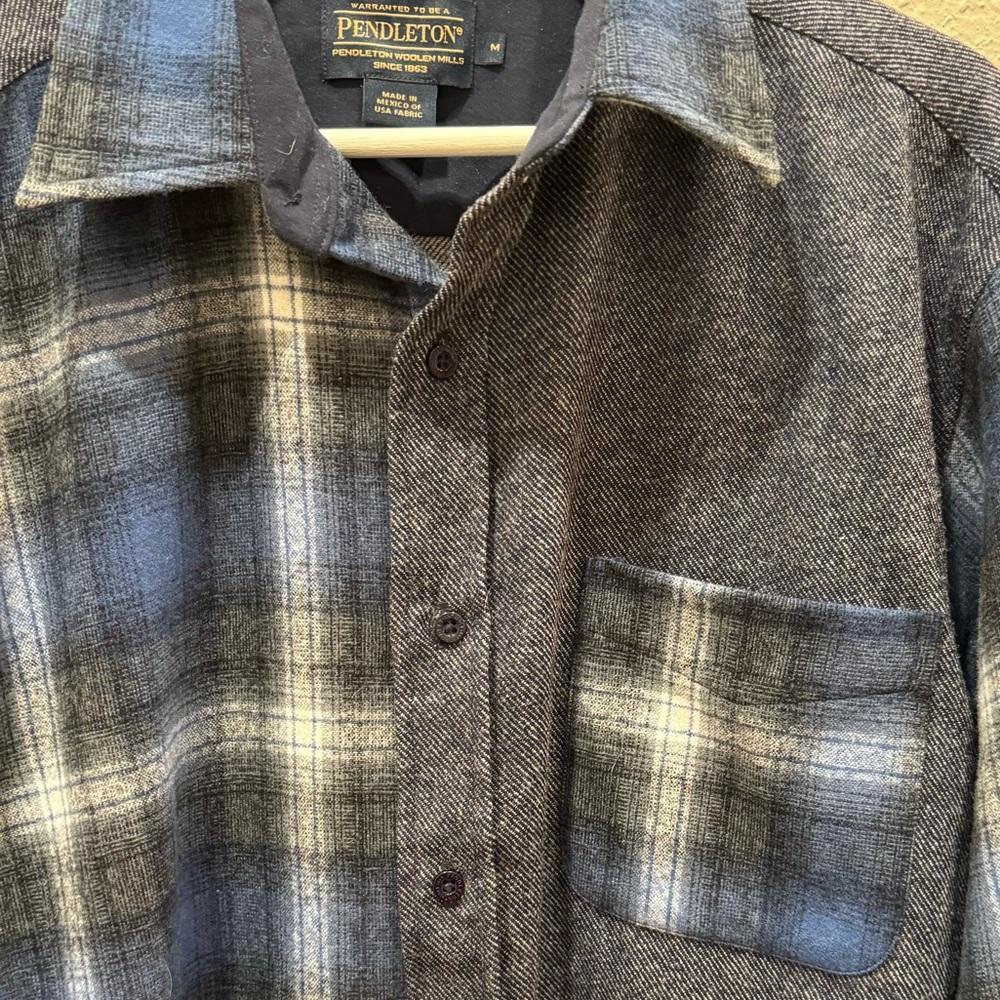 Pendleton Wool Patchwork Button Up Shirt Men’s M - image 3
